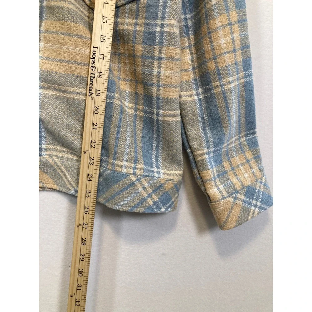 Boston Traders Plaid Flannel Shirt Jacket Beige Blue‎ Button Up Casual Size M - Picture 6 of 9